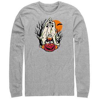 Disney's Hundred Donald Duck Scared Of Ghosts Long Sleeve Men's Graphic Tee