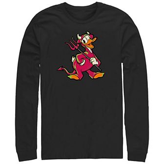 Disney's Hundred Donald Duck Devil Costume Long Sleeve Men's Graphic Tee