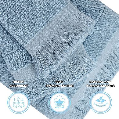 SUPERIOR Rolla Cotton Geometric Jacquard Absorbent Hand Towels 6-Piece Set