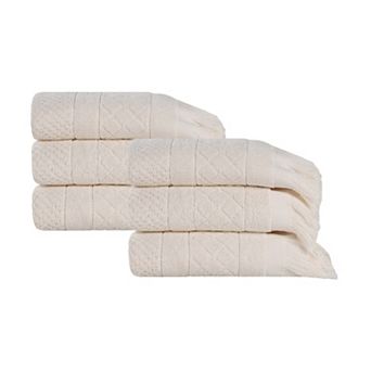 SUPERIOR Rolla Cotton Geometric Jacquard Absorbent Hand Towels 6 pc Set