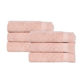 SUPERIOR Rolla Cotton Geometric Jacquard Absorbent Hand Towels 6 pc Set