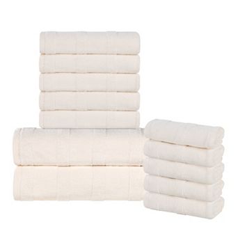 SUPERIOR Ribbed Turkish Cotton Solid Highly-Absorbent Towels 12 pc Set