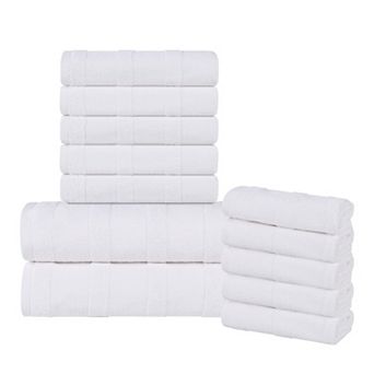 SUPERIOR Ribbed Turkish Cotton Solid Highly-Absorbent Towels 12 pc Set