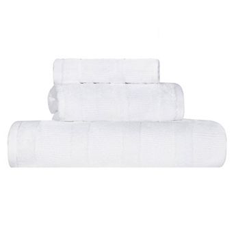 SUPERIOR Ribbed Turkish Cotton Solid Highly-Absorbent Towels 3 pc Set