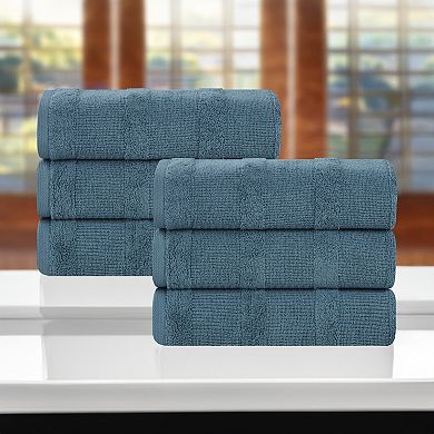 SUPERIOR Ribbed Turkish Cotton Solid Highly-Absorbent Hand Towels 6-Piece Set