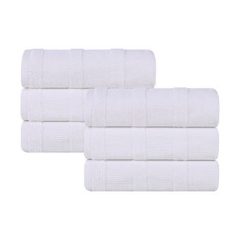 SUPERIOR Ribbed Turkish Cotton Solid Highly-Absorbent Hand Towels 6 pc Set