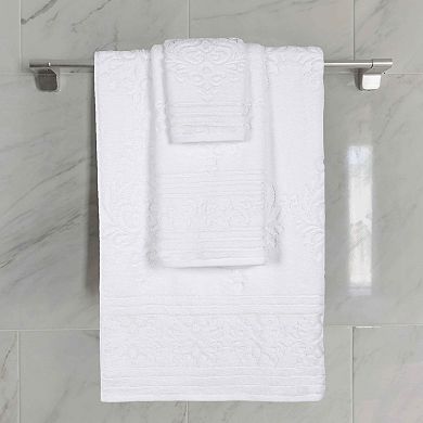 SUPERIOR Sadie Zero Twist Cotton Elegant Floral Jacquard Towels 3-Piece Set