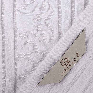 SUPERIOR Sadie Zero Twist Cotton Elegant Floral Jacquard Towels 3-Piece Set