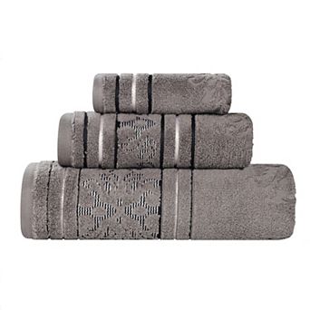 SUPERIOR Sadie Zero Twist Cotton Elegant Floral Jacquard Towels 3 pc Set