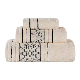 SUPERIOR Sadie Zero Twist Cotton Elegant Floral Jacquard Towels 3 pc Set