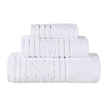 SUPERIOR Sadie Zero Twist Cotton Elegant Floral Jacquard Towels 3 pc Set