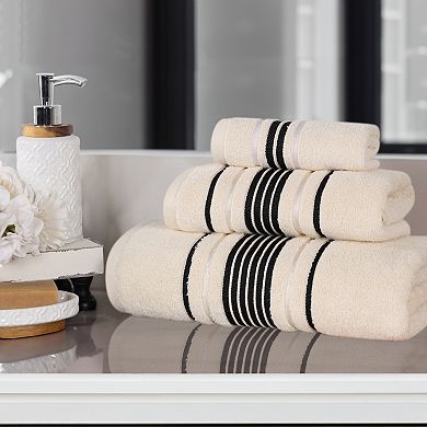 SUPERIOR Sadie Zero Twist Cotton Elegant Floral Solid Towels 3-Piece Set