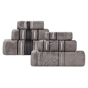 SUPERIOR Sadie Zero Twist Cotton Elegant Floral Solid and Jacquard Towels 6 pc Set