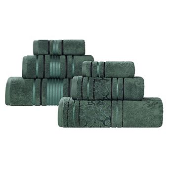 SUPERIOR Sadie Zero Twist Cotton Elegant Floral Solid and Jacquard Towels 6 pc Set