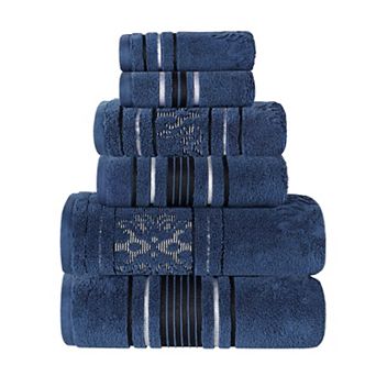 SUPERIOR Sadie Zero Twist Cotton Elegant Floral Solid and Jacquard Towels 6 pc Set