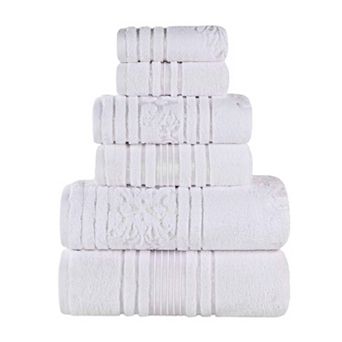SUPERIOR Sadie Zero Twist Cotton Elegant Floral Solid and Jacquard Towels 6 pc Set