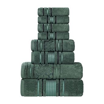 SUPERIOR Sadie Zero Twist Cotton Elegant Floral Solid and Jacquard Towels 8 pc Set