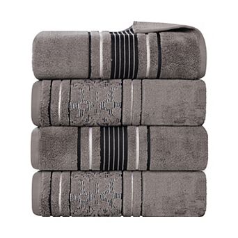 SUPERIOR Sadie Zero Twist Cotton Elegant Floral Solid and Jacquard Bath Towels 4 pc Set