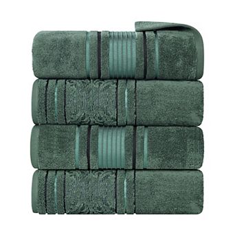 SUPERIOR Sadie Zero Twist Cotton Elegant Floral Solid and Jacquard Bath Towels 4 pc Set