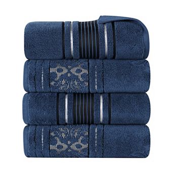 SUPERIOR Sadie Zero Twist Cotton Elegant Floral Solid and Jacquard Bath Towels 4 pc Set
