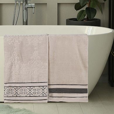 SUPERIOR Sadie Zero Twist Cotton Elegant Floral Solid and Jacquard Bath Sheets 2-Piece Set