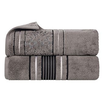 SUPERIOR Sadie Zero Twist Cotton Elegant Floral Solid and Jacquard Bath Sheets 2 pc Set