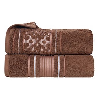 SUPERIOR Sadie Zero Twist Cotton Elegant Floral Solid and Jacquard Bath Sheets 2 pc Set