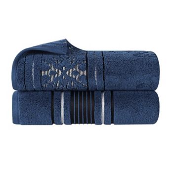 SUPERIOR Sadie Zero Twist Cotton Elegant Floral Solid and Jacquard Bath Sheets 2 pc Set