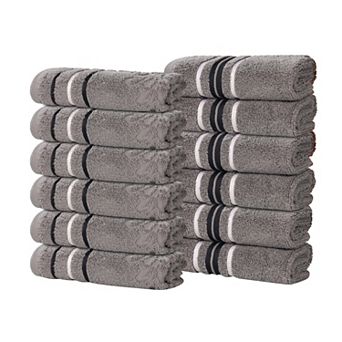 SUPERIOR Sadie Zero Twist Cotton Solid and Jacquard Face Towels/Washcloths 12 pc Set