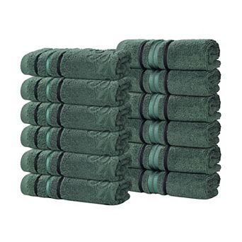 SUPERIOR Sadie Zero Twist Cotton Solid and Jacquard Face Towels/Washcloths 12 pc Set