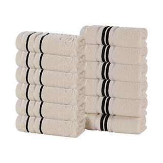 SUPERIOR Sadie Zero Twist Cotton Solid and Jacquard Face Towels/Washcloths 12 pc Set