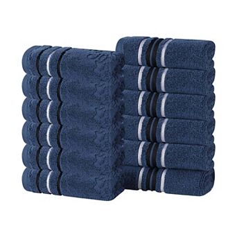 SUPERIOR Sadie Zero Twist Cotton Solid and Jacquard Face Towels/Washcloths 12 pc Set