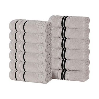 SUPERIOR Sadie Zero Twist Cotton Solid and Jacquard Face Towels/Washcloths 12 pc Set