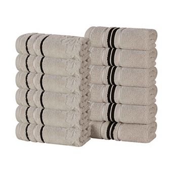 SUPERIOR Sadie Zero Twist Cotton Solid and Jacquard Face Towels/Washcloths 12 pc Set