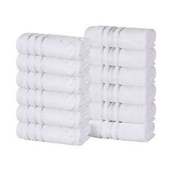 SUPERIOR Sadie Zero Twist Cotton Solid and Jacquard Face Towels/Washcloths 12 pc Set