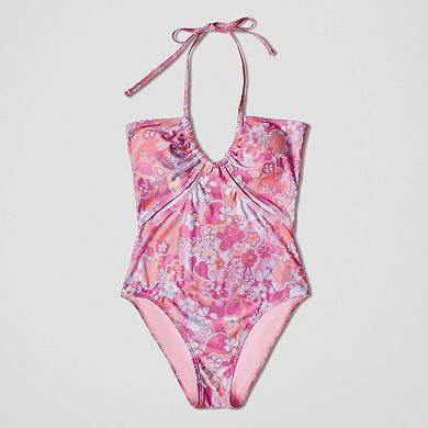 Juniors Ninety-Nine° Tunneled Halter One-Piece Swim Suit