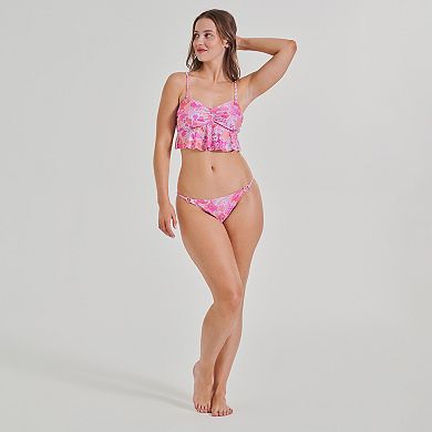 Juniors' Ninety-Nine° Ruffle Bandeaukini Swim Top