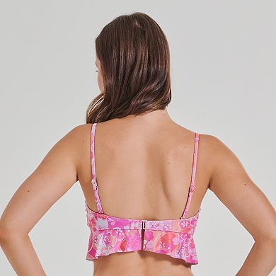 Juniors' Ninety-Nine° Ruffle Bandeaukini Swim Top