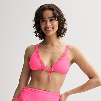 Juniors' Ninety-Nine° Mini Ruffle Triangle Swim Top