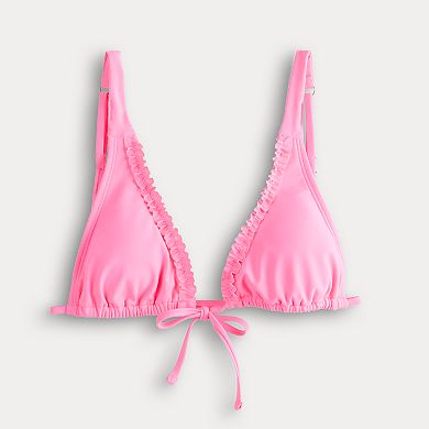 Juniors' Ninety-Nine° Mini Ruffle Triangle Swim Top