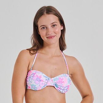 Juniors' Ninety-Nine° Ruched Soft Cup Underwire Swim Top