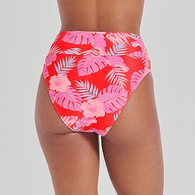 Juniors' Ninety-Nine° Ruched High Waist High-Leg Swim Bottoms