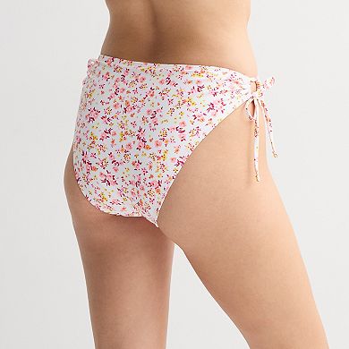 Juniors' Ninety-Nine° Side Tie Adjustable High Waist High-Leg Swim Bottoms
