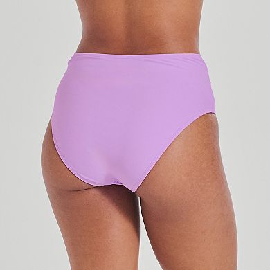 Juniors' Ninety-Nine° Twist Front High Waist High-Leg Cheeky Swim Bottoms
