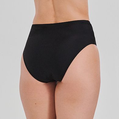 Juniors' Ninety-Nine° Twist Front High Waist High-Leg Cheeky Swim Bottoms
