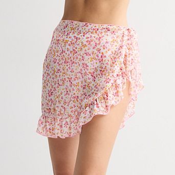 Juniors' Ninety-Nine° Ruffled Merrow Edge Pareo Swim Cover-Up