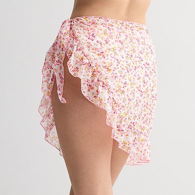 Juniors' Ninety-Nine° Ruffled Merrow Edge Pareo Swim Cover-Up