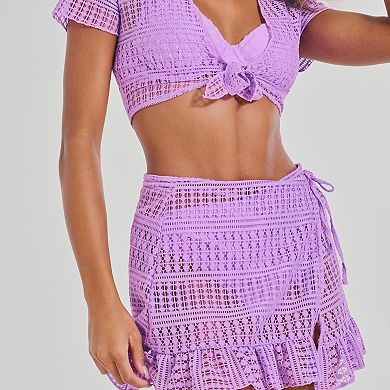 Juniors' Ninety-Nine° Tie Front Swim Cover-Up Top