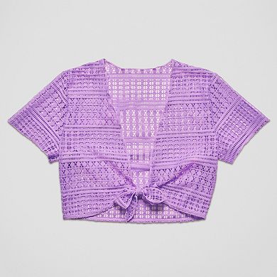 Juniors' Ninety-Nine° Tie Front Swim Cover-Up Top