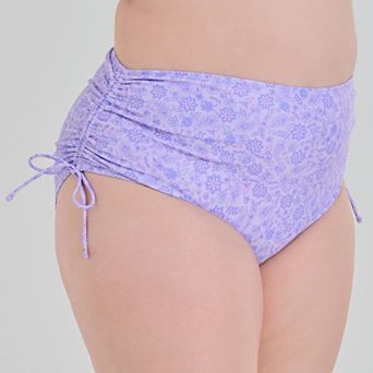 Juniors' Plus Size Ninety-Nine° Tunneled High Waist Swim Bottoms